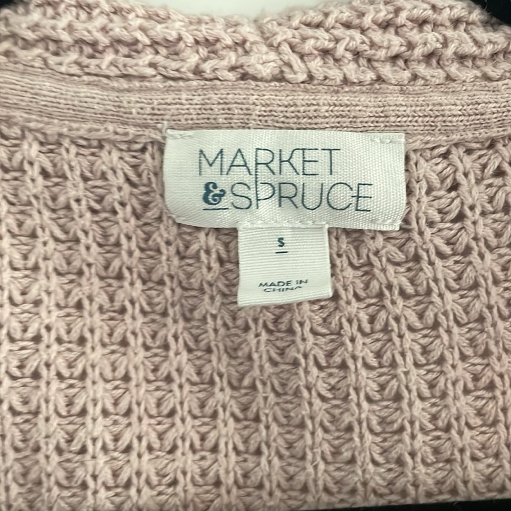 CLOSET CLEAROUT Market & Spruce Light Pink Waffle Knit Cardigan Stitch Fix Small - Picture 2 of 4